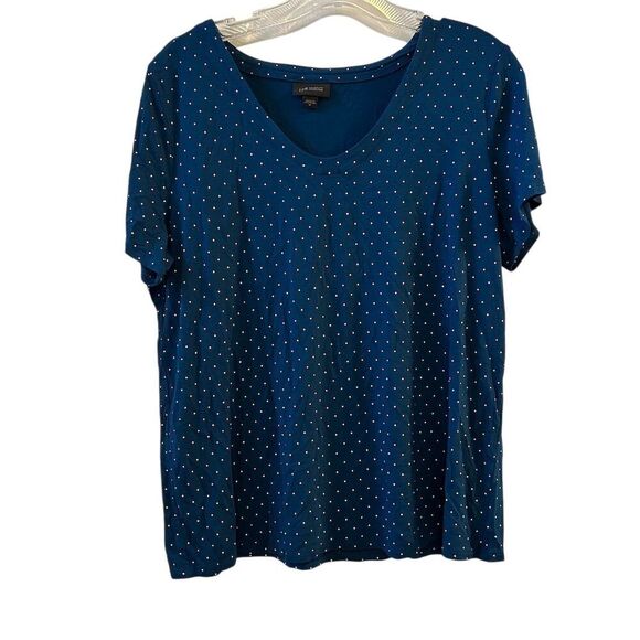 J. Jill Women's Polka Dot Scoop Neck Tee Blue Size M Casual Spring - Picture 1 of 11